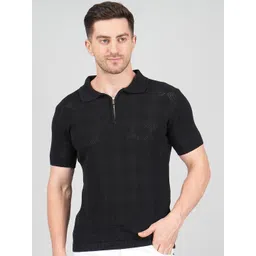 FEVERFEW Men Self Design Polo Collar T-shirt-picture-10