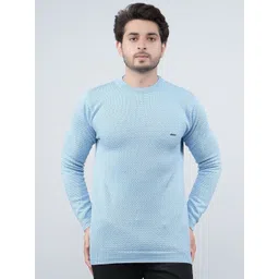 FEVERFEW Men Self Design Round Neck Cable Knit Pullover-picture-37
