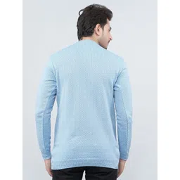 FEVERFEW Men Self Design Round Neck Cable Knit Pullover image 4