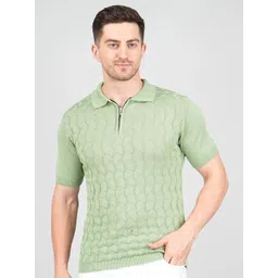 FEVERFEW Self Design Polo Collar Cotton T-shirt-picture-10