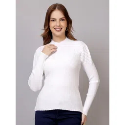 FEVERFEW Self Design Round Neck Long Sleeves Woollen Pullover-picture-36