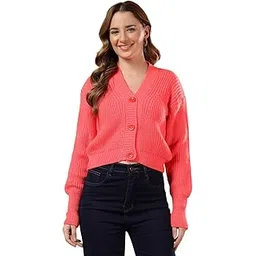 feverfew Stylish Vneck Sweater | Women's Knitted Sweater | Self Design | Casual Wool | Sweaters for Ladies | Cardigans Sweaters-picture-31