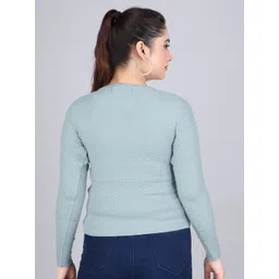 FEVERFEW Women Self Design Pullover Sweater image 3