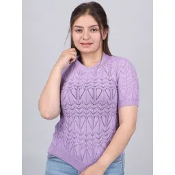 FEVERFEW Women Self Design Round Neck Classy Trendy Top-picture-16