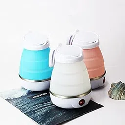 FEXMY Foldable Electric Kettle Silicone Collapsible Tea/Water/Travel Lightweight Kettle Portable, 1Ltr 600 Ml,Random Color,Blue,Pink,White,Blue,600 Watts,600 Milliliter-picture-13