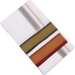 Feynman Dhoties Men's Traditional Pure Cotton Dhoti 5 Metre With Border Men Dhoti-picture-15