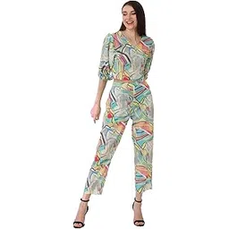 feyre Women's Vibrant Abstract Print Co-ord Set – Trendy V-Neck Top and Tapered Pant-picture-53