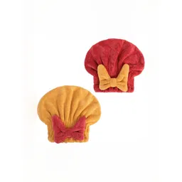 Fezora Yellow & Red 2 Pieces Cotton 500 GSM Hair Towel-picture-22