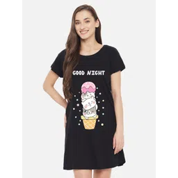 FFLIRTYGO Black Printed Nightdress-picture-32