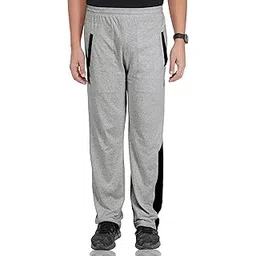 fflirtygo Men's Cotton Track Pants, Joggers for Men, Men�s Leisure Wear, Night Wear Pajama, Grey Color with Half Blue Stripe and Pockets�for Sports Gym Athletic Training Workout-picture-32