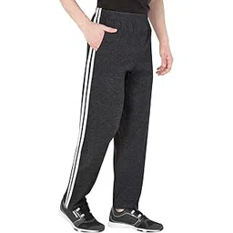 fflirtygo Men's Cotton Track Pants, Joggers for Men, Men�s Leisure Wear, Night Wear Pajama, Grey Color with Stripe and Pockets�for Sports Gym Athletic Training Workout-picture-35