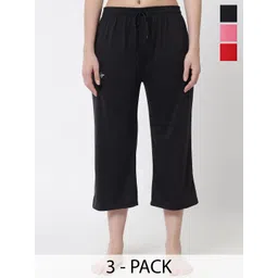 FFLIRTYGO Pack of 3 Women Cotton Capri Lounge Pants-picture-19