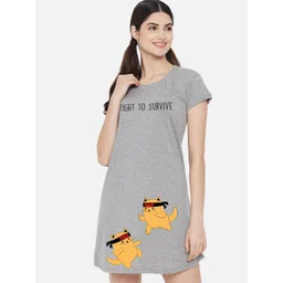 FFLIRTYGO Women Printed Above Knee Nightdress-picture-42