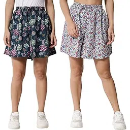 fflirtygo Women Printed Skirt Rayon Fabric, Shorts for Women, Regular Wear Pack of 2, (Multicolor)-picture-53