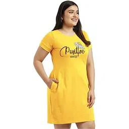 fflirtygo Women’s Cotton Nighty | Printed Knee Length Nighty | Short Sleeve Night Gown | Short Nightdress | Long T-Shirt | Casual Night Gown | Relaxed Fit Cotton Nightwear-picture-56