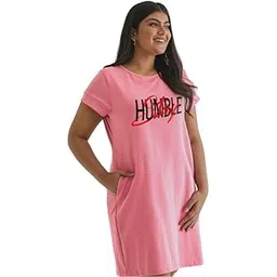 fflirtygo Women’s Cotton Nighty | Printed Knee Length Nighty | Short Sleeve Night Gown | Short Nightdress | Long T-Shirt | Regular Fit Night Gown | Nightwear | Sleepwear & Casual Wear-picture-34