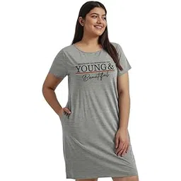 fflirtygo Women’s Printed Cotton Knee Length Nighty | Short Sleeve Nighty | Short Nightdress | Long T-Shirt | Regular Fit Night Gown | Casual Nightwear-picture-13