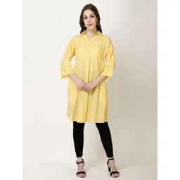 FFU Spread Collar Drop Shoulder Sleeves A-Line Linen Kurta-picture-19