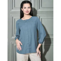 FFU Women Solid Puffed Sleeve Regular Top-picture-36