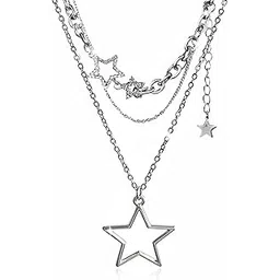 ffzdena Layered Necklace for Women, Fashionable Y2K Accessories with Star Pendant, Long Chain for Girls, Aesthetic Jewellery Gift for Sister, Alloy Material-picture-29