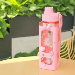 fgg Kawaii Water Bottle with Straw Cute Large Water Bottles with Kawaii Stickers 700 ml Water Bottle-picture-21