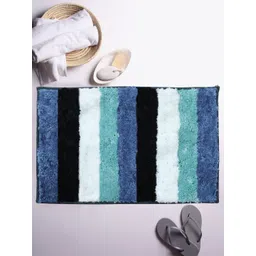FI Turquoise Blue & White Striped Bath Rug-picture-39