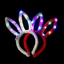 fi - flick in 2 LED Rabbit Hairband for Girls & Women | White and Red Light Up Bunny Ear Headband for Birthday, Festivals, Dress Up & Kids Fun (Pack of 2)-picture-13