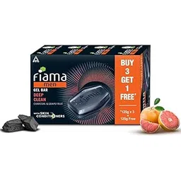Fiama Men Deep Clean Gel Bar, With Charcoal, Grapefruit & Skin Conditioners, 500g (125g - Pack of 3+1),Skin Friendly pH, Soap for Men, For All Skin Types-picture-50