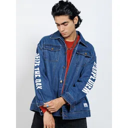 FIBONACCI Men Cotton Denim Jacket with Patchwork-picture-38