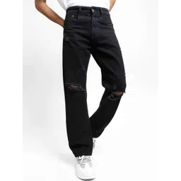 FIBONACCI Men Cotton Mid-Rise Mildly Distressed Baggy Jeans-picture-14