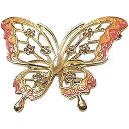 fictious Stylish Rhinestone Butterfly Brooch – Multicolor Metal Saree Clip & Bridal Scarf Pin for Women, Girls Fashion Jewelry for Saree, Dupatta, Coat, Gown, Party Dress & Wedding Gift (1PCS, Multicolor)-picture-44