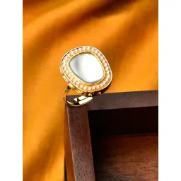 Fida Ethnic Traditional Bold Stone And Baby Pearls Detailing Cocktail Ring For women-picture-41