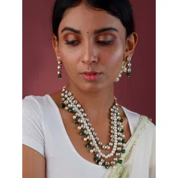 Fida Gold-Plated Kundan Stone Studded & Pearl Beaded Jewellery set image 1