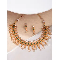 Fida Gold-Plated Kundan-Studded & Beaded Necklace & Earring Set-picture-20