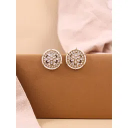Fida Gold-Plated Kundan Studded And Pearls Beaded Circular Shaped Studs-picture-40