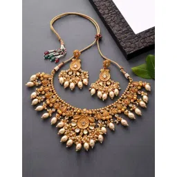 Fida Handmade Ethnic Temple White Jewellery Set-picture-14
