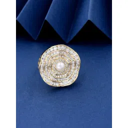 Fida Luxurious Gold-Plated American Diamond Cocktail Ring for Women-picture-20