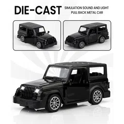 Fiddlerz 1:36 Scale Die-Cast Toy Car Pull-Back SUV Model with Lights Sound Openable Doors and Random Design Durable Metal and Plastic Build for Age 3+ (Black)-picture-14