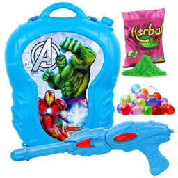 fiddlerz Water Gun Holi Pichkari for Kid High Pressure Holi Tank 1Pkt Gulal & 100 Balloon Water Gun-picture-19