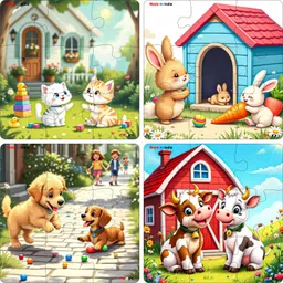 fiddlys Wooden Jigsaw Puzzle Games for Kids Age 3+ (Pack of 4 PET Animal)-picture-18