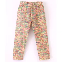 Fido Single Jersey Full Length Leggings Abstract Print- Pink Green & Yellow-picture-17