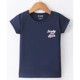 Fido Single Jersey Half Sleeves Text Printed T-Shirt - Navy-picture-26
