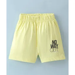 Fido Single Jersey Knee Length Shorts Text Printed - Lemon Yellow-picture-20