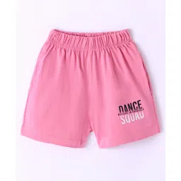 Fido Single Jersey Knit Above Knee Length Shorts with Text Print - Pink-picture-16