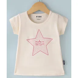 Fido Single Jersey Knit Half Sleeves Top Heart Print - Cream-picture-29