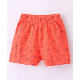 Fido Single Jersey Knit Knee Length Shorts With Oranges Print - Coral-picture-25