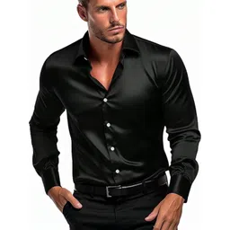 Fifth U Men Black Satin Shirts-picture-16