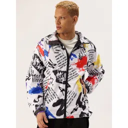 FIFTY TWO Typography Printed Hooded Rain Jacket-picture-11