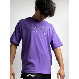 FiftyEight Typography Puff Printed Cotton Relaxed Fit T-shirt-picture-0