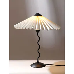 FIG Off White & Black Textured Metal Abstract Shaped Wavy Table Lamp with Bulb-picture-23